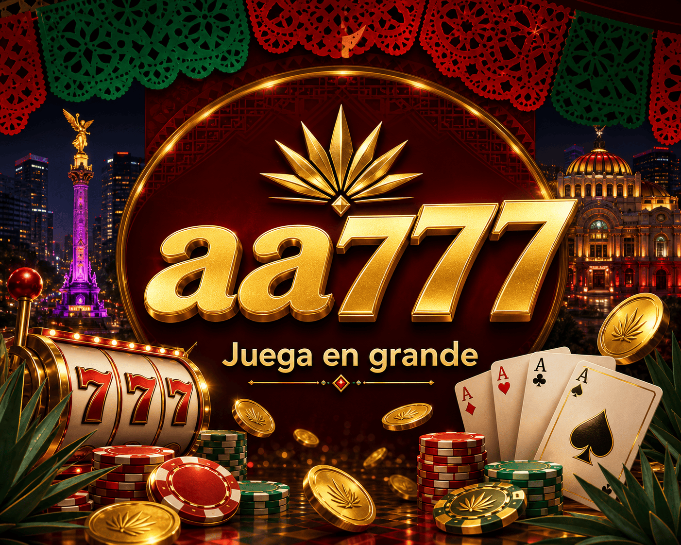 aa777 - visual principal de casino móvil Escena de juego móvil de aa777 con iconos de casino, monedas y elementos de acceso a la cuenta